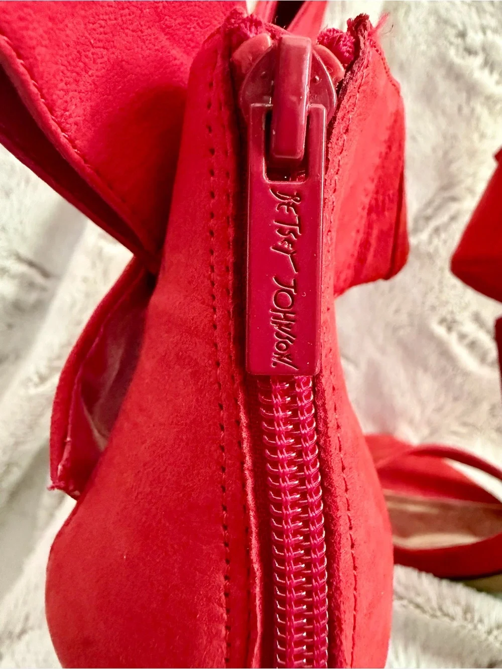Betsey Johnson Friskyy Red Suede Leather High Heel Sandals